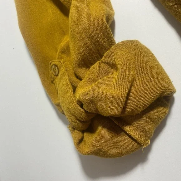 Mustard Colored Double Wrap Top S - Picture 4 of 5